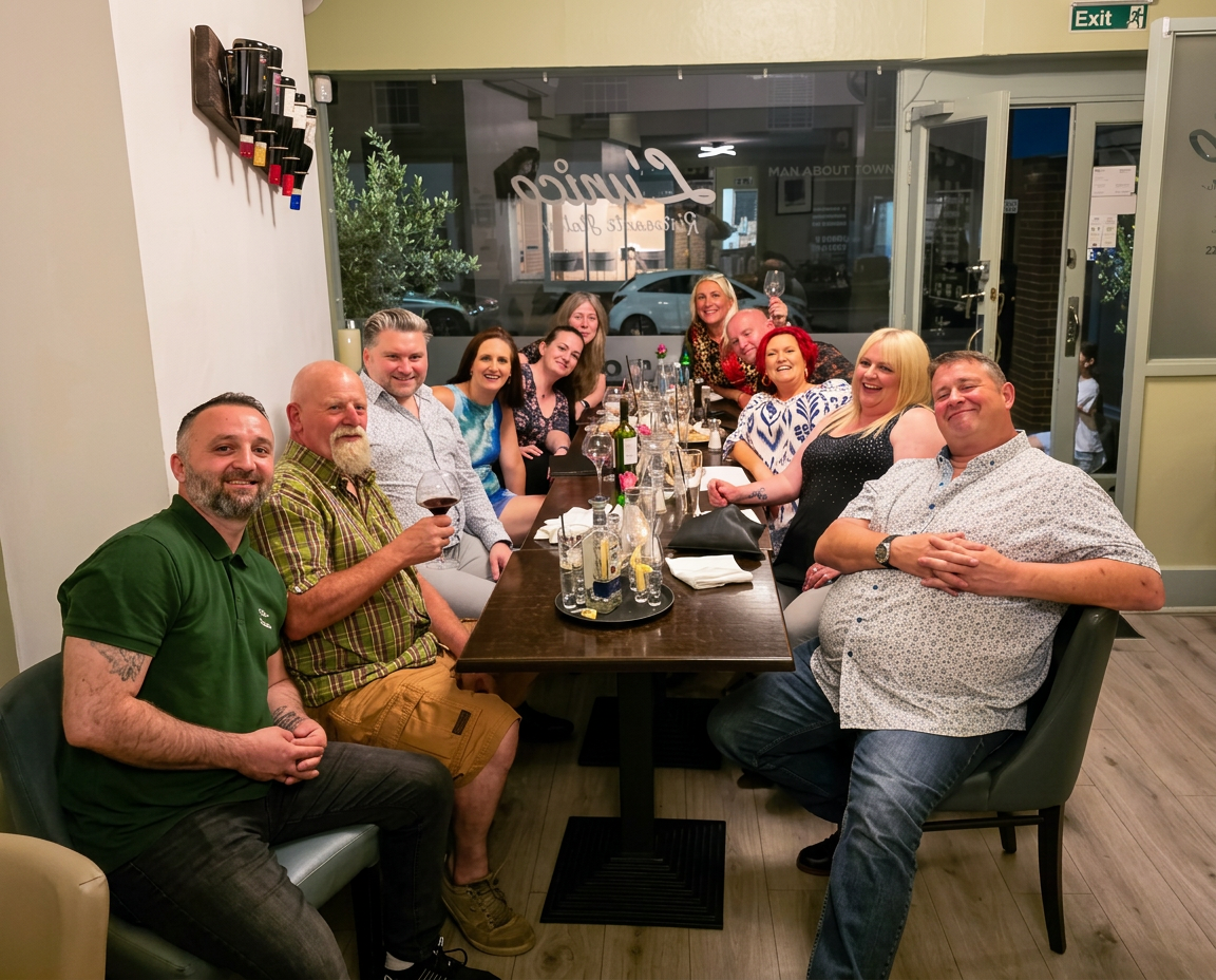 Guests celebrating in the dining room at L'unico Chelmsford